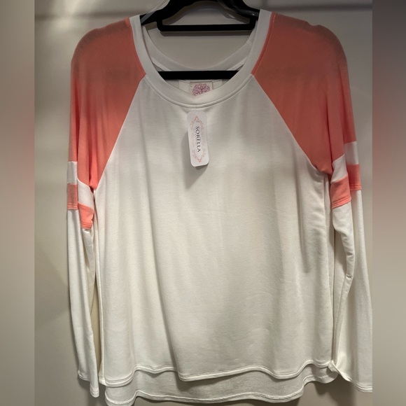 White and coral long sleeve - Picture 1 of 1